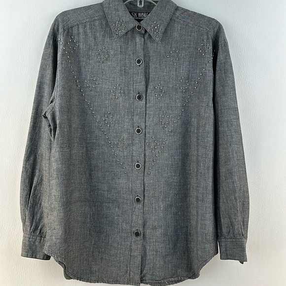Vintage SK Wear Western Studded Button Down Shirt, M - Picture 1 of 7